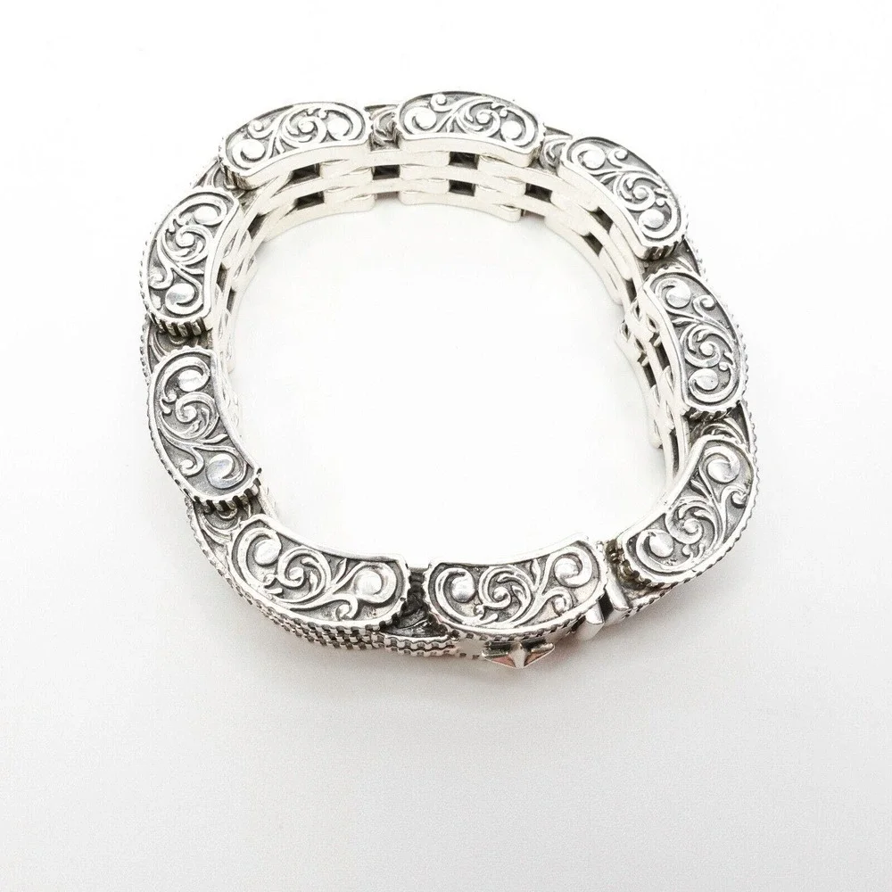 King Baby Studio Small 7 Row Rotor Link Bracelet Star Box Clasp Silver .925 - Picture 2 of 11